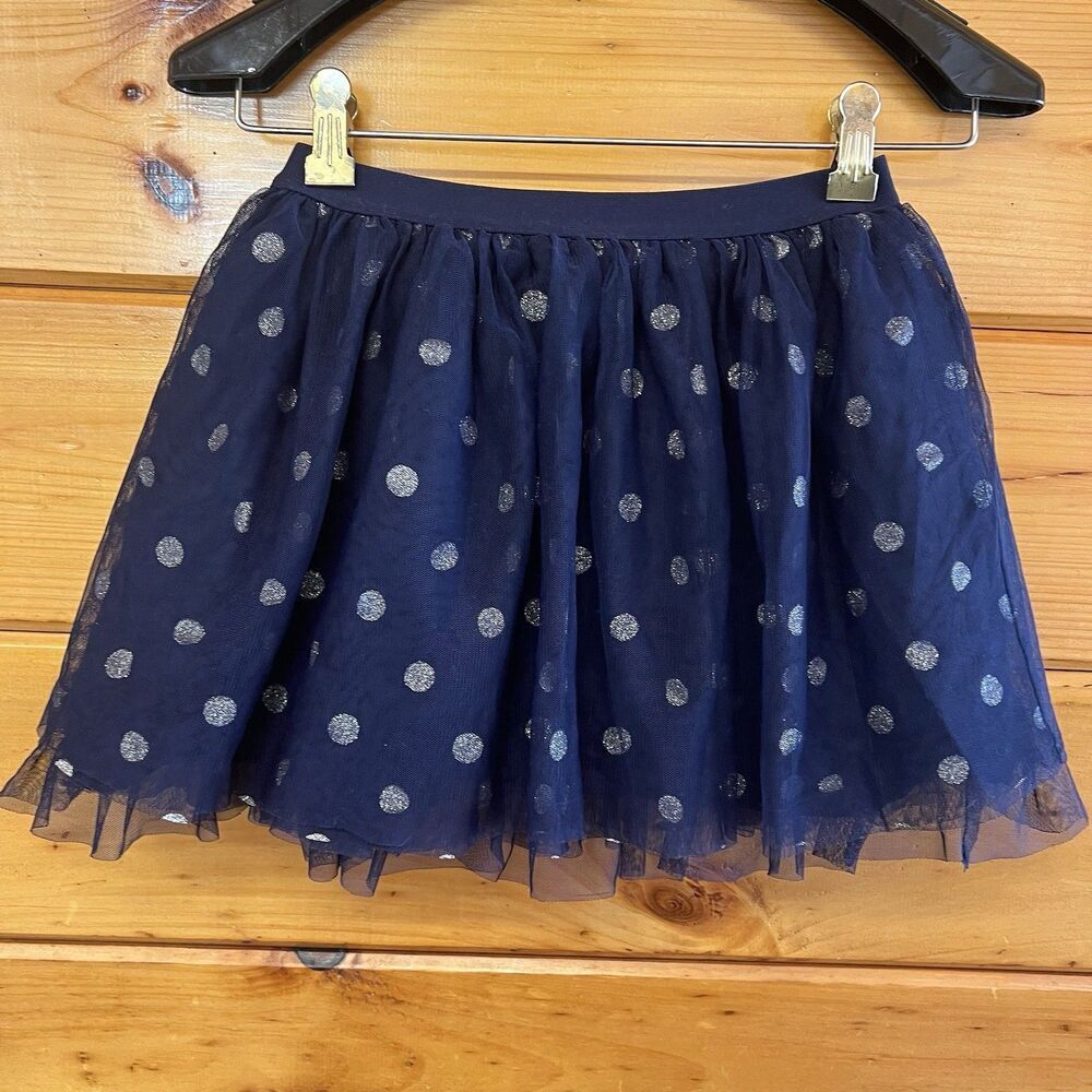 OshKosh Cute Polka Dot Tulle Black Gold Layered Skirt Girls 8